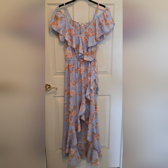 Hint Of Blush Floral High Low Dress in Pastel Colors Large - Picture 1 of 12
